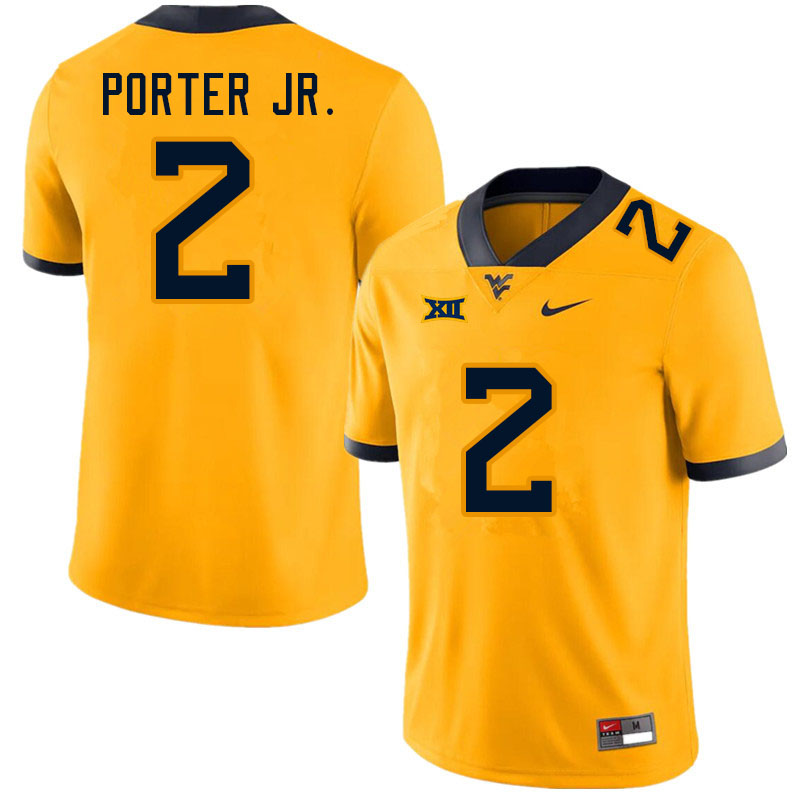 NCAA Men's Daryl Porter Jr. West Virginia Mountaineers Gold #2 Nike Stitched Football College Authentic Jersey GZ23X74KS